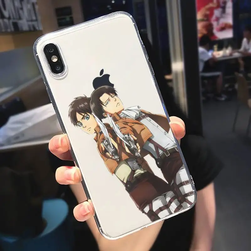 

Attack on Titan anime fire Phone Case Transparent soft For iphone 5 6 7 8 11 12 s c se plus mini x xs xr pro max cover funda