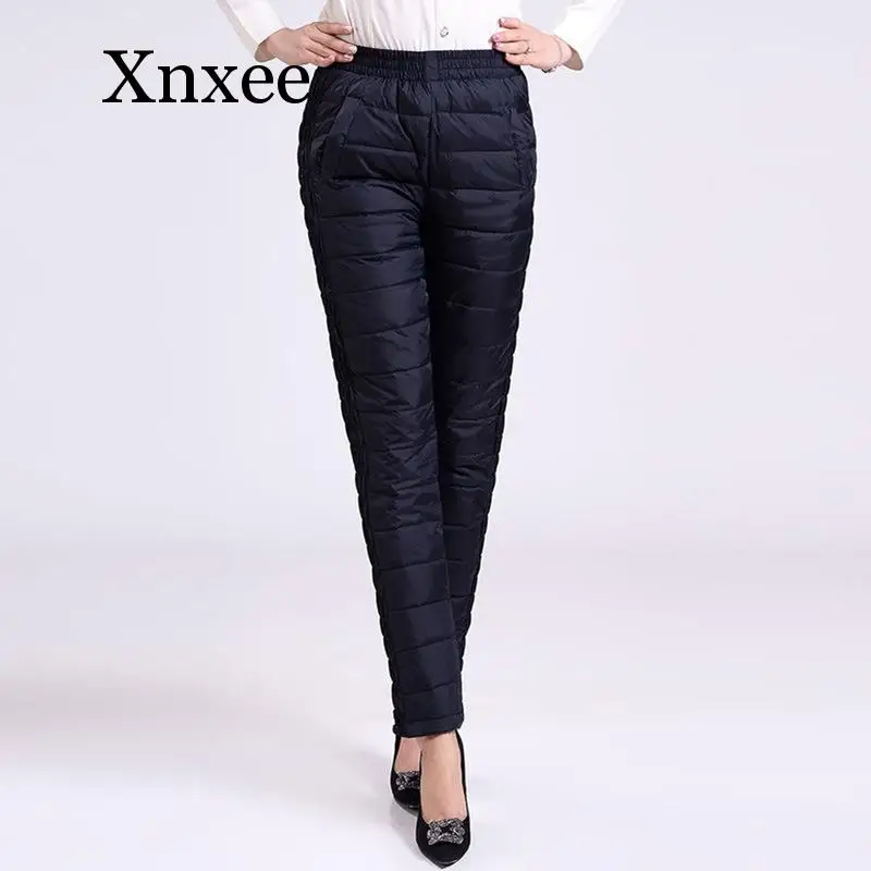 Женские брюки на утином пуху 90% зимние с высокой талией верхняя одежда женские