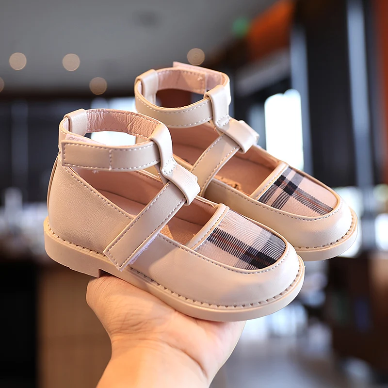 Обувь новая модная одежда для девочек на осень детская куртка из искусственной кожи в клетку с круглым