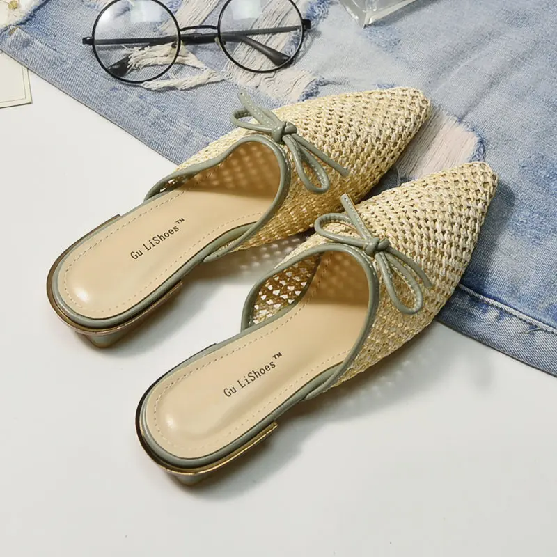 

women shoes zapatos de mujer mules shoes women Breathable Muller shoe square toe outside slippers fashion ladies slippers