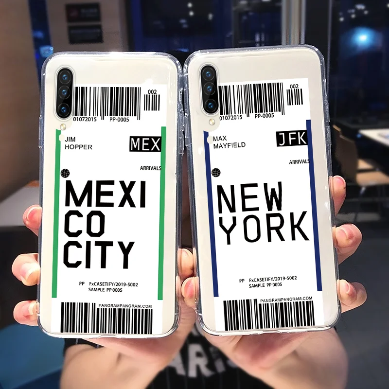 Модный чехол с билетом города для Samsung Galaxy S21 S20 FE Ultra A12 A21S A50 A51 A70 A71 A10 A30 A40 A10e A20e S10 Plus