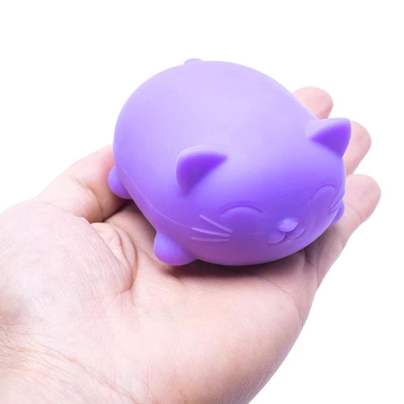 

D7WF 1PC Squeeze Screaming Angry Cat Soft TPR Anti-Anxiety Toy Squawking Hollow Cat Pressure Reduce Novelty Toy for Autism