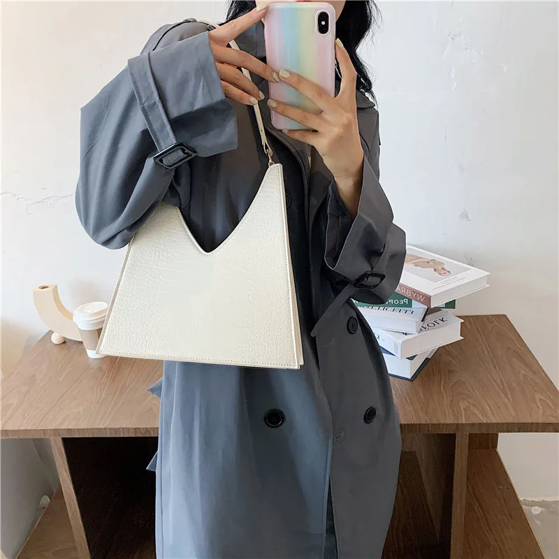 Сумка на плечо из искусственной кожи с крокодиловым узором для женщин новинка 2020