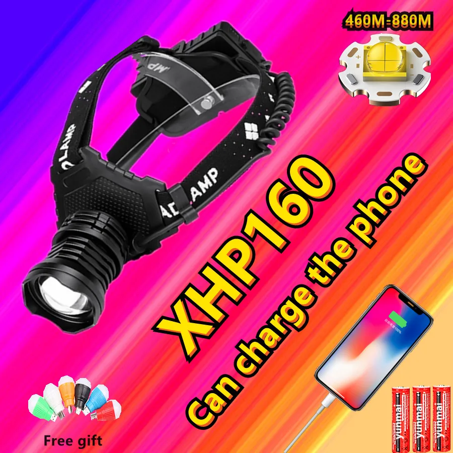 

600000 LM XHP160 LED Headlight XHP90 High Power Head Lamp Torch USB 18650 Rechargeable XHP70 Head Light XHP50 Zoom LED Headlamp