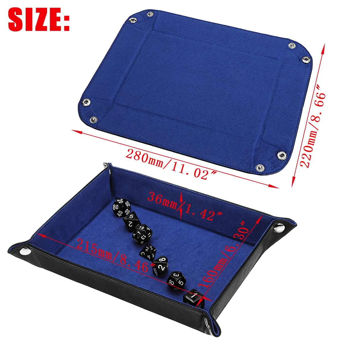 

Portable Fold Dice Tray PU Leather with 7 Polyhedral Dice for Tabletop Dice Games