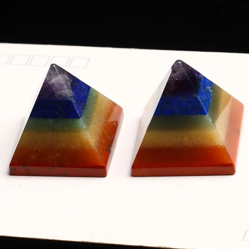 

1 шт. натуральный кристалл, семь чакр, пирамида, кварцевый кристалл, минерал, ювелирные изделия, камень, Современное украшение для дома, подар...