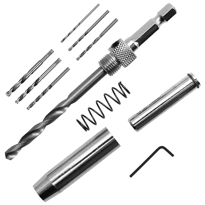 

21Pcs Center Drill Bit Set Self Centering Hinge Tapper Core Hole Puncher with Hex Key Replacement Drill Bits