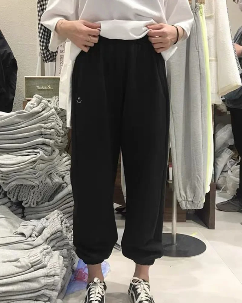 

Korean Style 2020 Winter Women's Warm Thicken Elastic Waist Casual Pants Trousers A4442