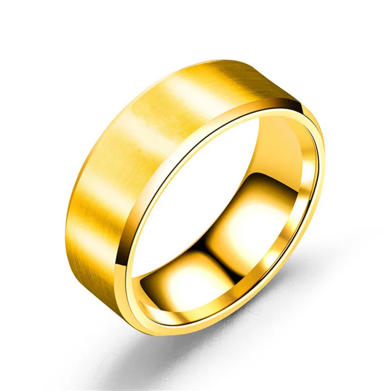 Мужское кольцо из матовой нержавеющей стали черное/золотистое/серебристое