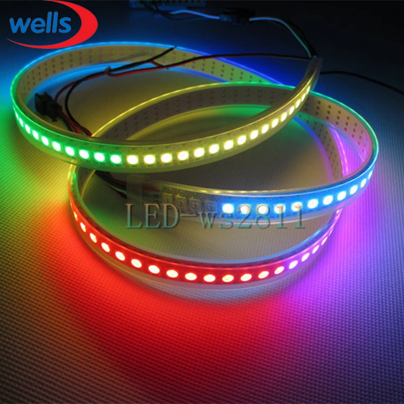 Светодиодная лента 144 пикселей 1 м LED s WS2812B 2812 WS Chip WS2811 IC Digital 5050 SMD RGB DC5V|strip necklace|stripped