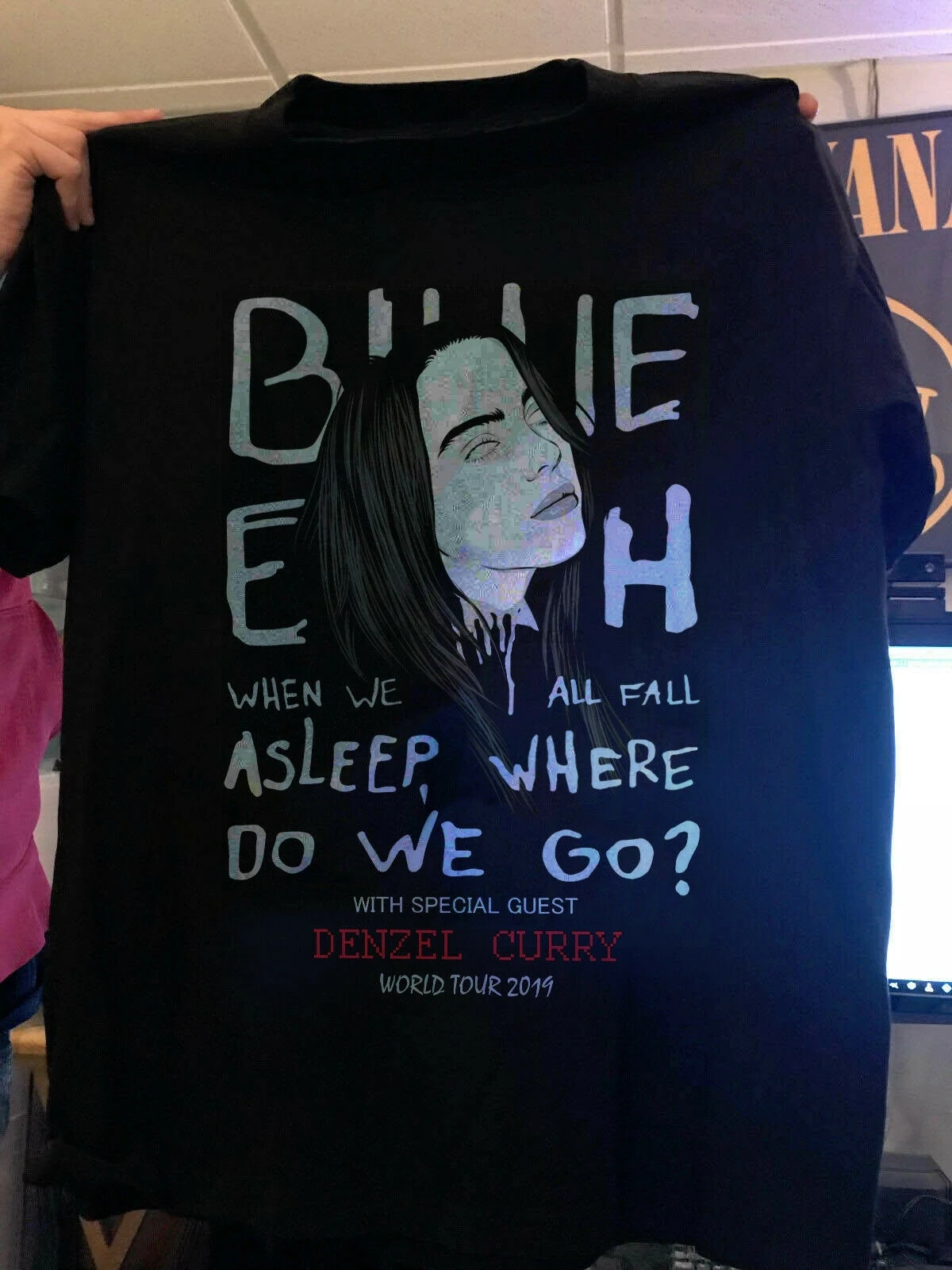 Ограниченная серия Billie Elish 2019 со специальным гостем футболка в стиле хип хоп Denzel