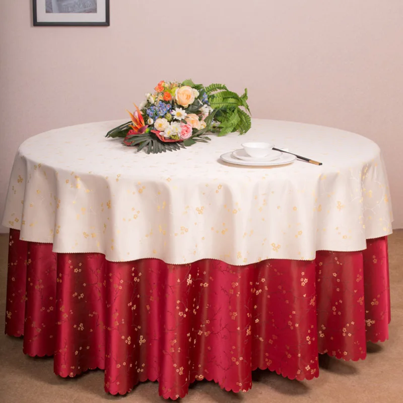 

10PCS Damask Polyester DOBBY Floral Plum blossom Round Tablecloth For Hotel Banquet Party