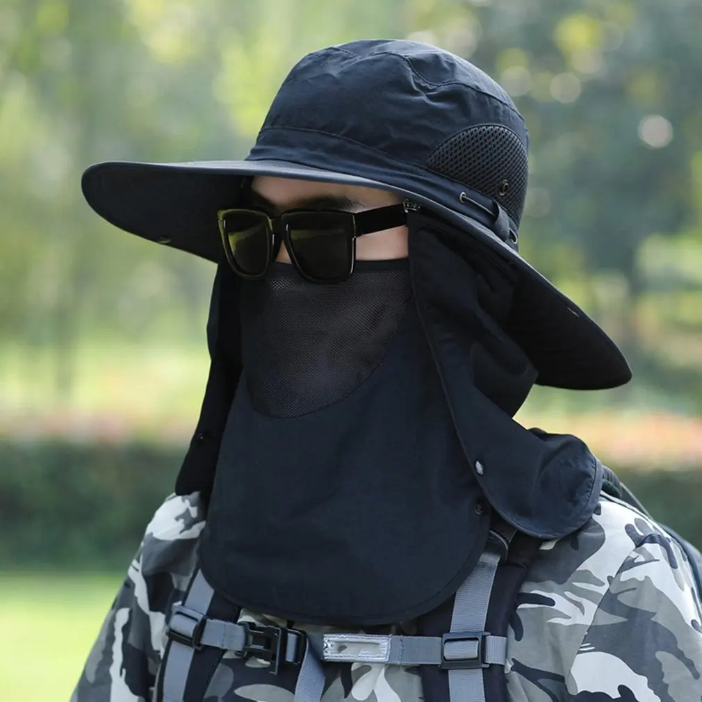 

2021 New Men Fishing Hat Outdoor Fishing Cap UV Protection Adjustable Breathable Sunshade Solid Casual Thermal Fishing Hat