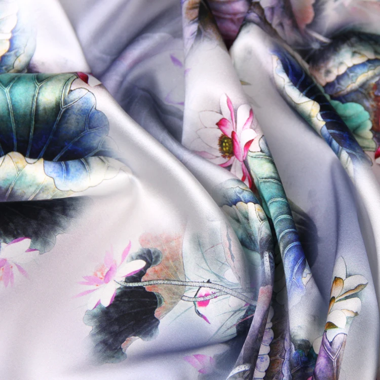 

PRINTED SILK STRETCH SATIN 118cm width 19momme 100 Pure Silk Stretch Fabric Women Dress Party Dresses