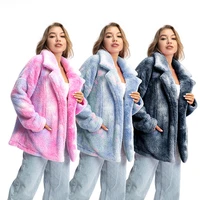 2021 new european and american ladies tie dye plush jacket apparel fashion trend womens new plush jacket