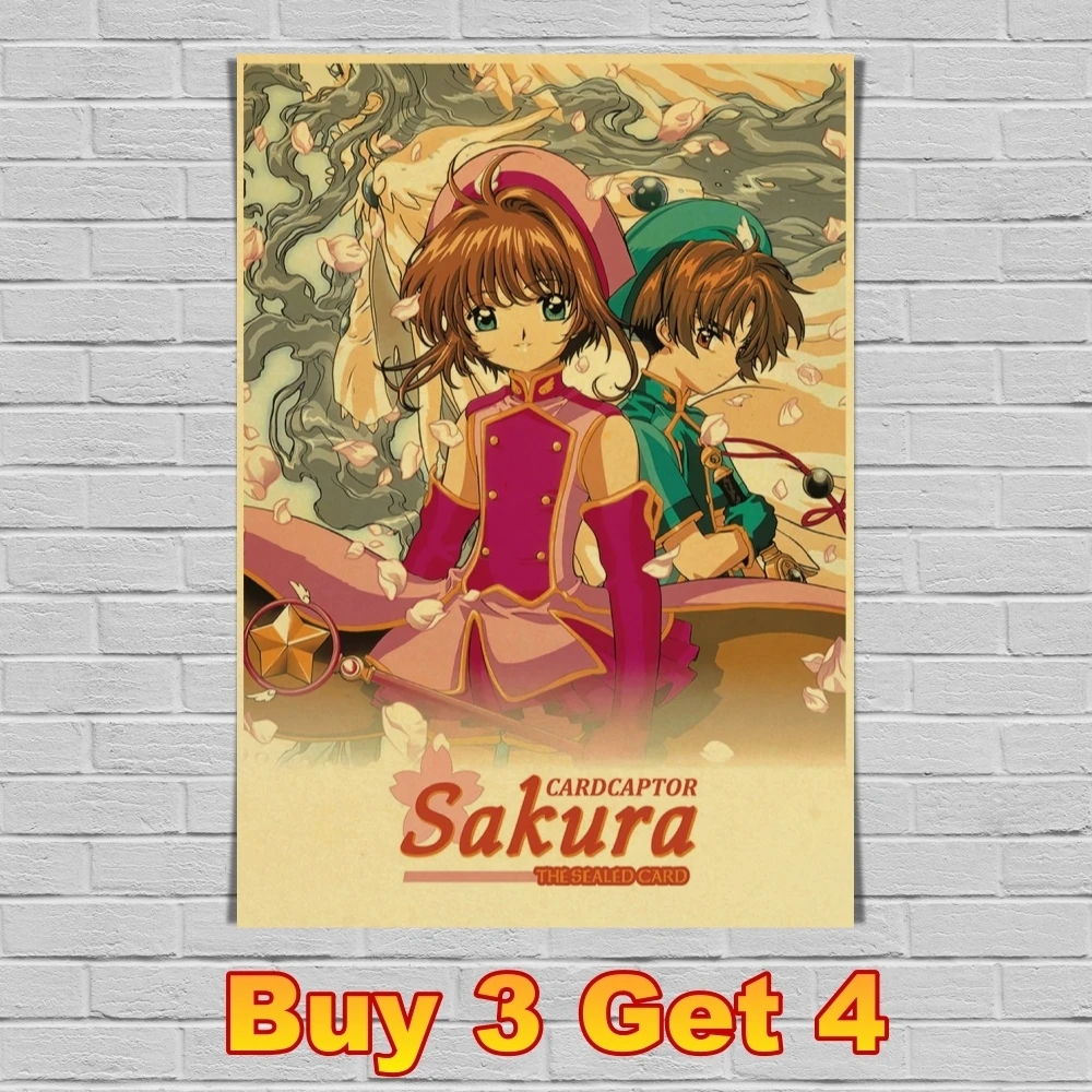 Карточный плакат аниме Retror Постер сакуры домашняя наклейка искусство живопись
