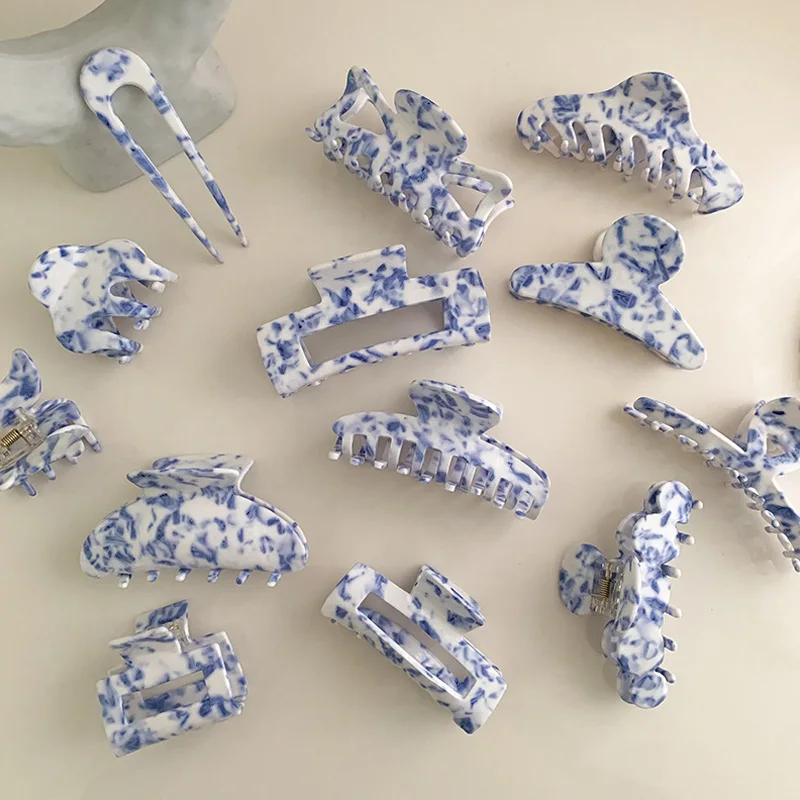 

Винтажная сине-белая фарфоровая заколка для волос женская заколка-краб женские заколки для волос зажим для волос в китайском стиле Лидер пр...