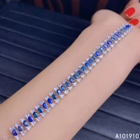 kjjeaxcmy boutique jewelry 925 sterling silver inlaid natural sapphire fine ladies bracelet support detection fashion