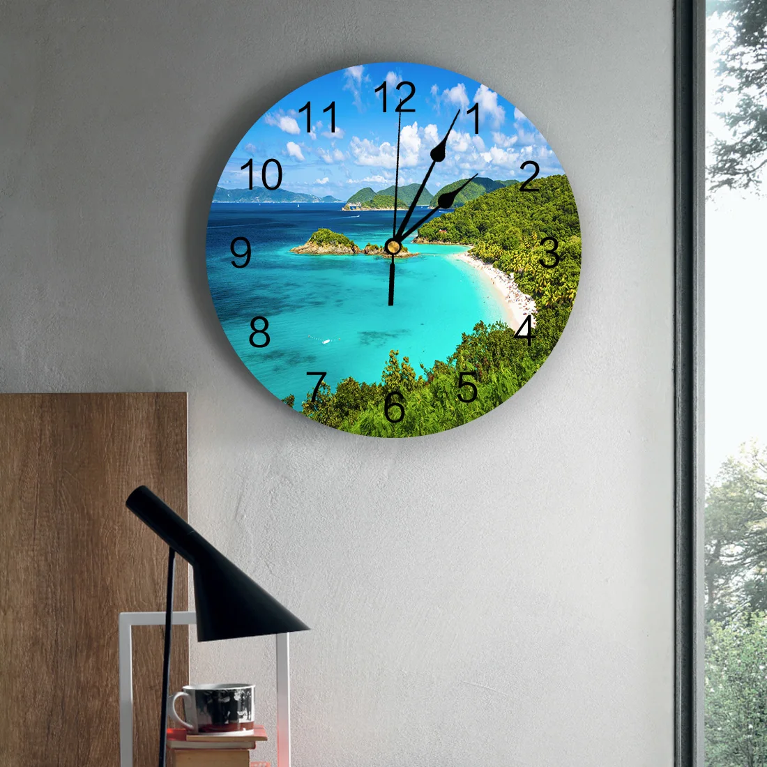 Модные настенные часы с синим островом в багажнике для гостиной кабинета детской