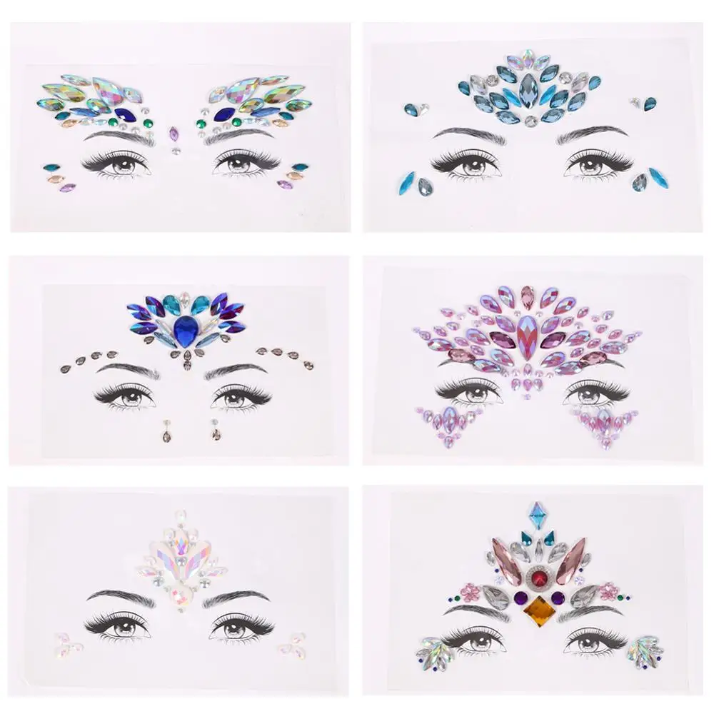 

Наклейки для глаз на лицо, Рождество, для бровей, для боди-арта, клей, кристалл, для лица, горный хрусталь, блеск, для вечеринки, макияж, тату, Ю...