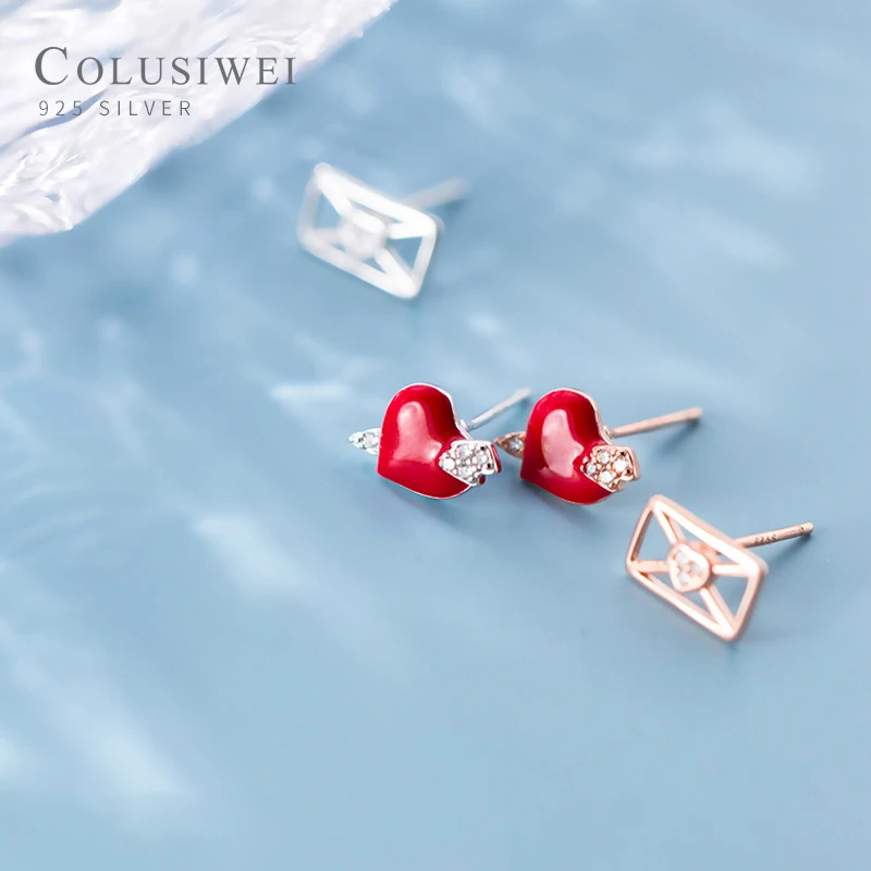 Colusiwei модные 925 стерлингового серебра Романтический Броши с красной эмалью в виде