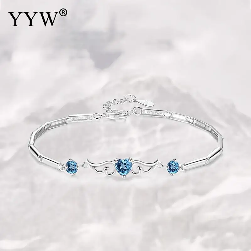 

1pc/Lot Silver Color Bracelet Angel Wing Shaped Micro Diamond Bracelet Fashion Retro Bracelet Wild Simple Bracelet For Female