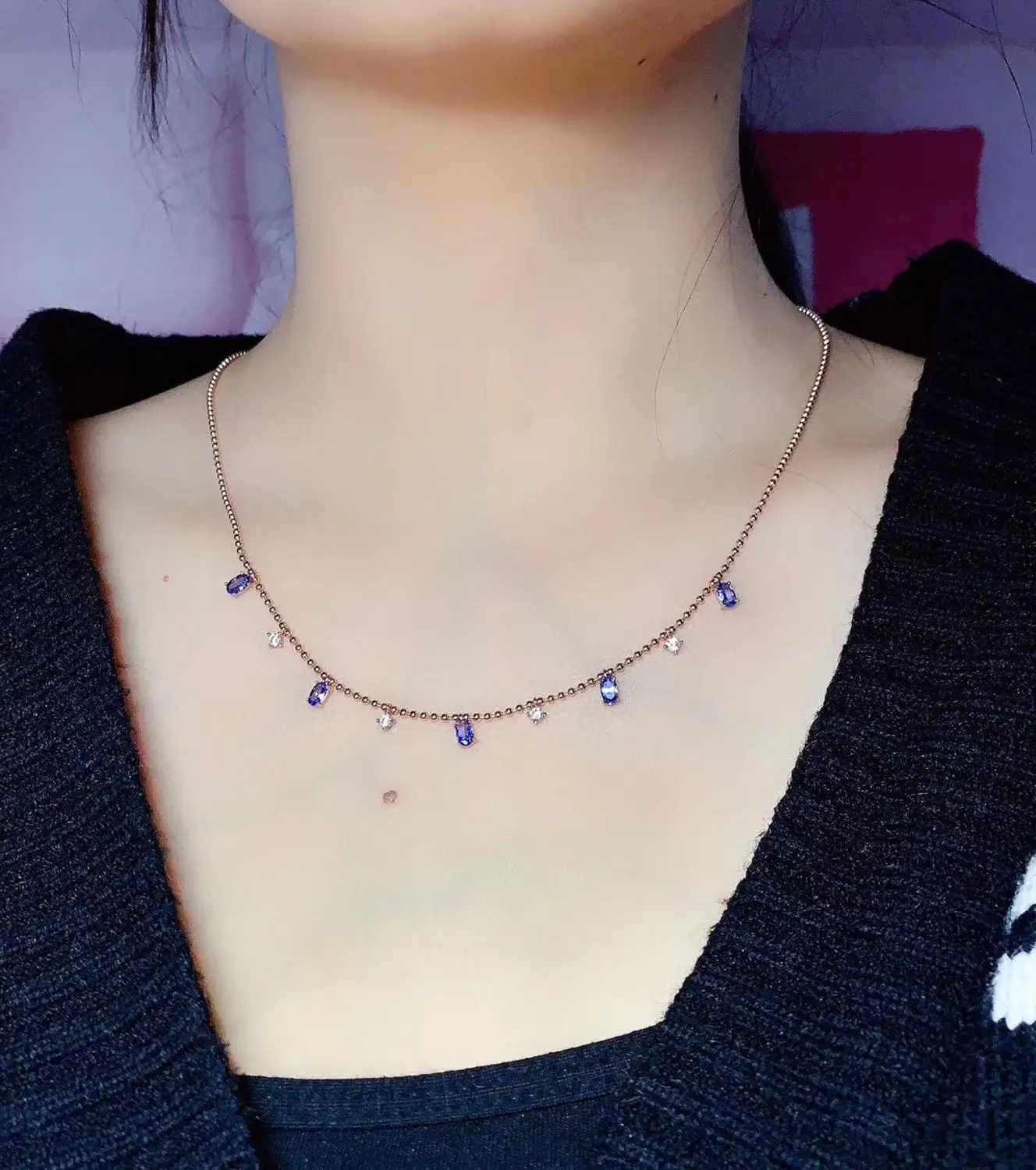 Натуральное и настоящее ожерелье из танзанита кулон стерлингового серебра 925