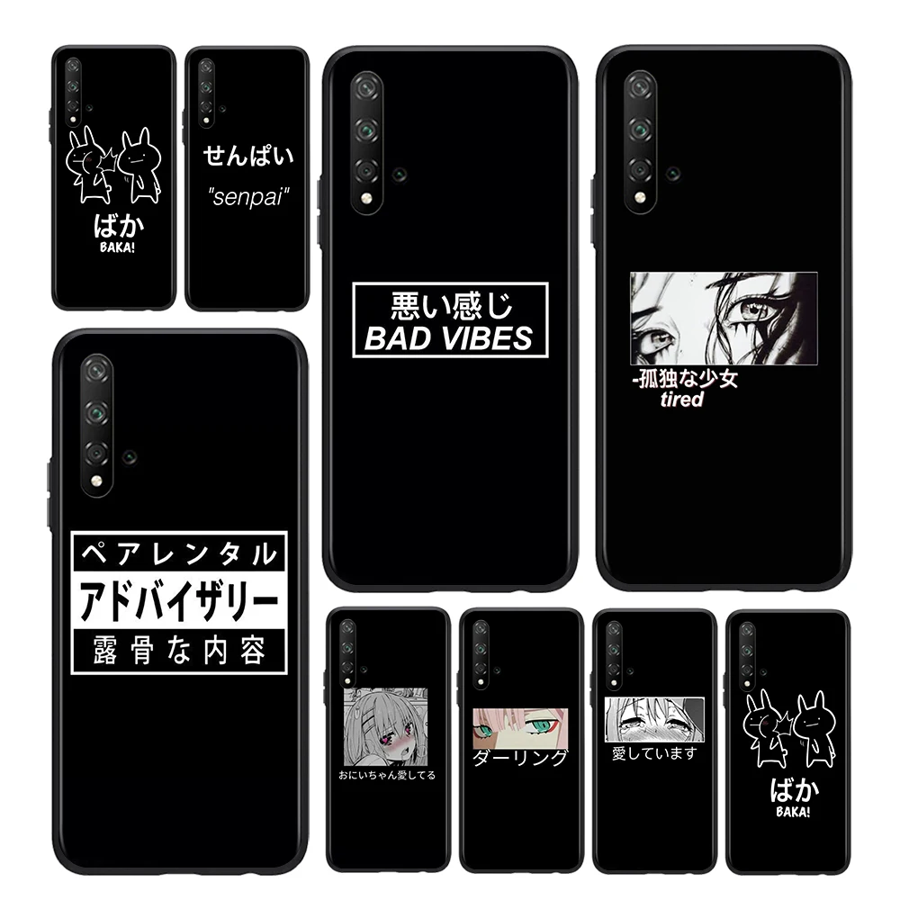 

Japanese Anime Language For Honor Magic 3 View 20 10X 10i 10 X10 9N 9X 9C 9A 9S 9 V9 Lite Pro Plus 5G Black Phone Case Capa