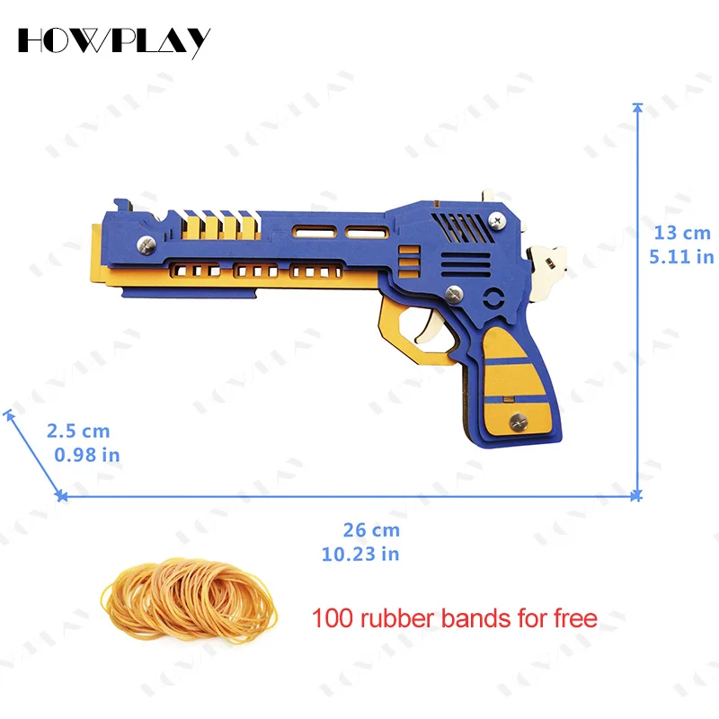 Howplay Деревянный пистолет с резиновой лентой стрелять оружие в сборе 3D паззл