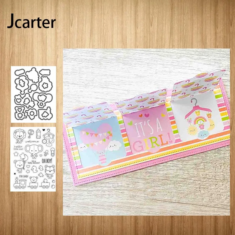 

Baby Toy Train Animals Metal Cutting Dies and Rubber Stamps Letters for Scrapbooking DIY Stencil Album Make Template Decor Craft