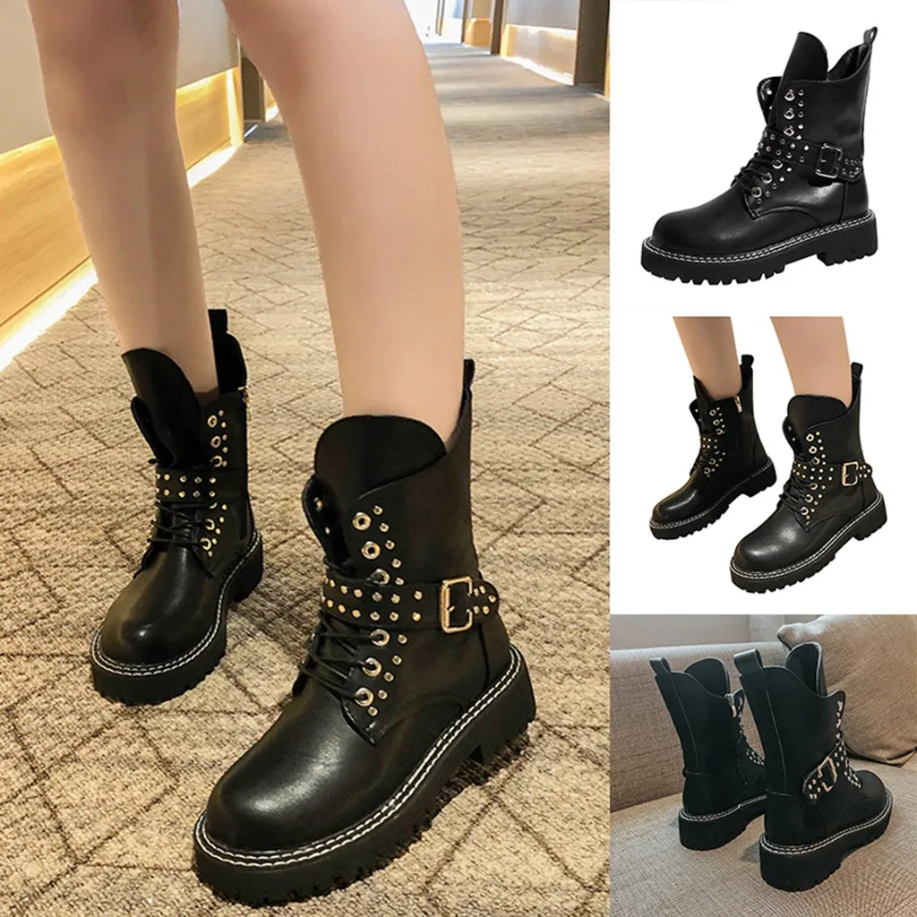 Женские модные однотонные Зимние Теплые ботильоны с ремешком повседневная обувь