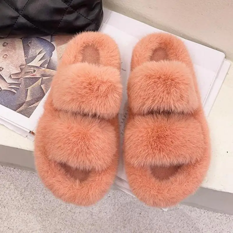 winter women house furry slippers fashion faux fur warm shoes slip on flats female home slides black plush indoor ytmtloy free global shipping