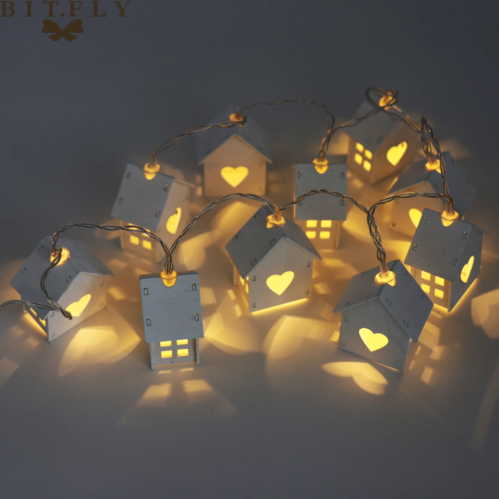 BITFLY 10Led wood house Led string Romantic wedding decoration hollow heart led Bedroom night light Party DIY decorations | Дом и сад