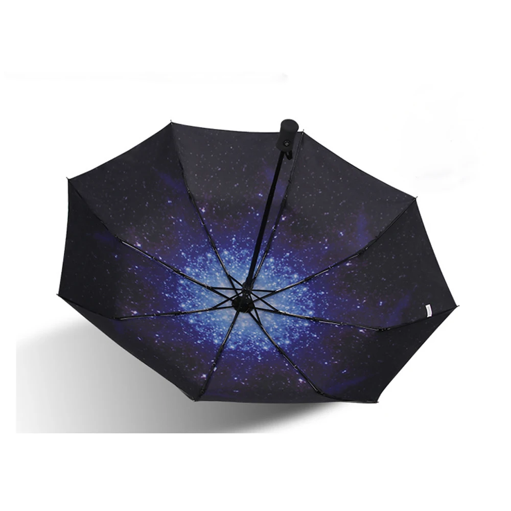 Складной зонтик Анти УФ ветрозащитный звездное небо печать 3 складной для