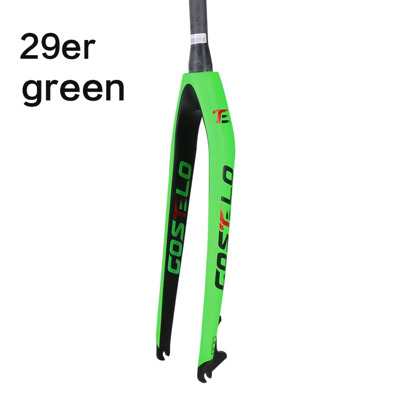 29er green Costelo углеродная вилка mtb 26/27,5/29er 650B для горных велосипедов жесткая вилка для велосипедных частей велосипеда передняя дисковая вилка rock shox - Цвет: 29er green