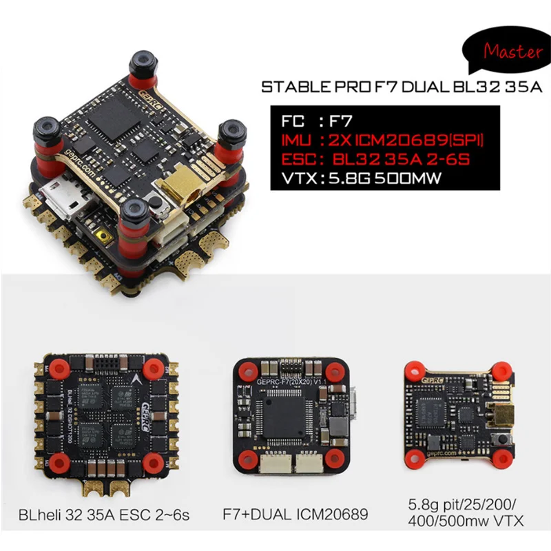Стабильный Полетный контроллер Geprc Pro F7 Dual Bl 35A Flytower V2 F4 + 35A/30A ESC + 5,8g 500mw VTX для FPV гоночного дрона