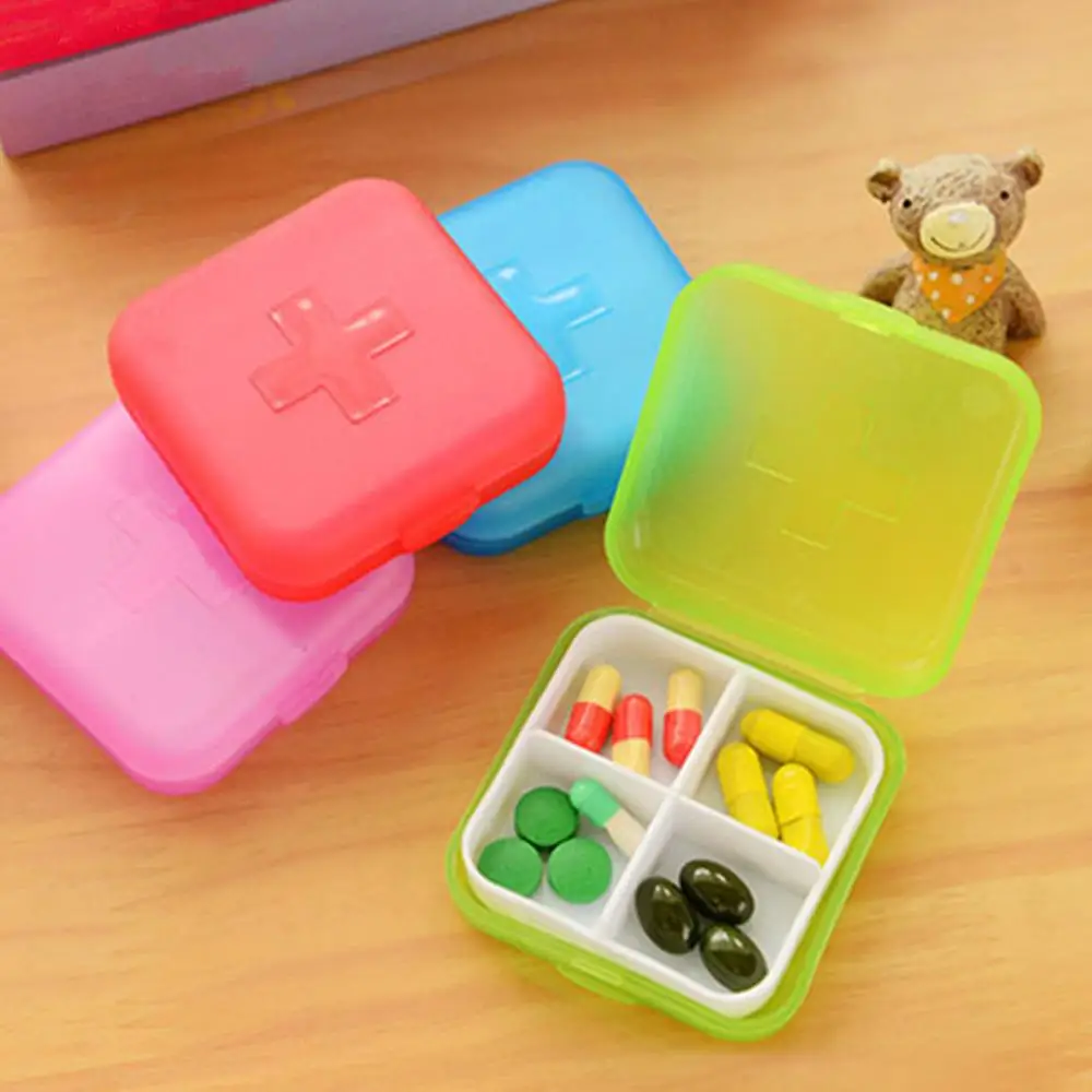 

4 Grids Mini Pill Box Medicine Organizer Waterproof Pill Box Travel Pill Box Tablet Box for Medicine Storage Pill Splitter