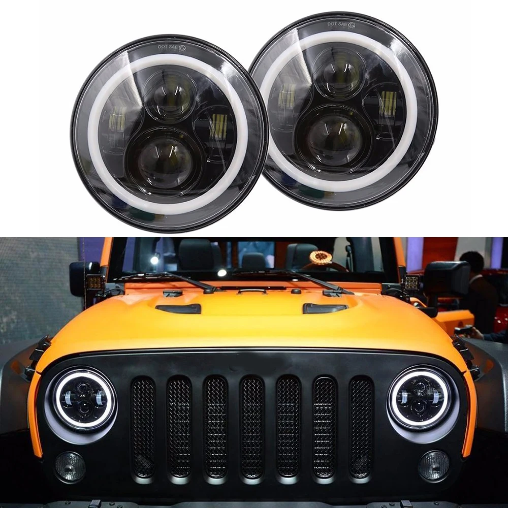 Автомобильные фары 7 дюймовая кругласветодиодный светодиодная фара с адаптером