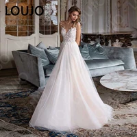 luojo wedding dresses a line cap sleeves appliques tulle white ivory boho wedding gowns custom made bride dresses