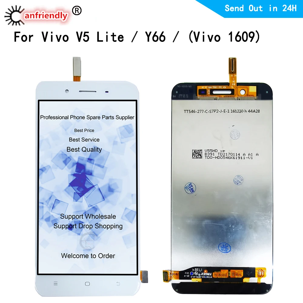 Pantalla LCD para vivo V5 Lite (vivo 1609) 1906, m&oacute;dulo digitalizador de sensor de pantalla t&aacute;ctil con montaje de marco para Vivo Y66-0