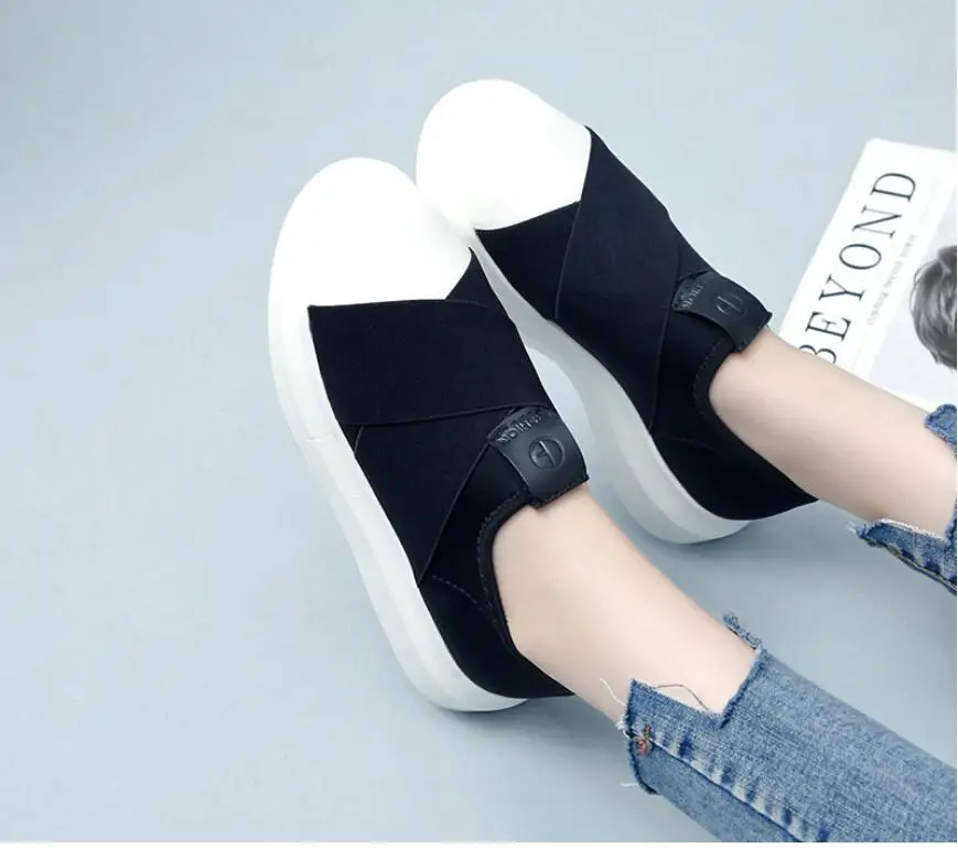 2021 ladies new hundred shoes flat shoes ladies thick bottom leisure hahalu Lefu shoes women's elastic cloth one pedal shell sin