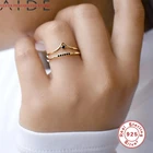 AIDE минималистичные тонкие черные циркон кольца для женщин 925 серебро треугольники наборный нерегулярные палец ювелирные изделия для женщин, ювелирные изделия