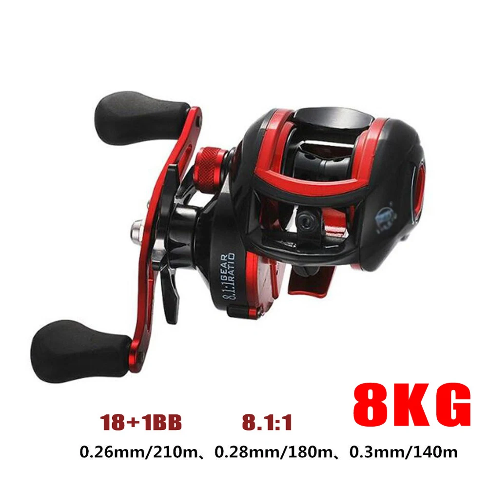 

18*1BB Metal Baitcasting Fishing Reel 8.1:1 Long Shot Left / Right Hand Fishing Wheel Bait Casting Fishing Reel
