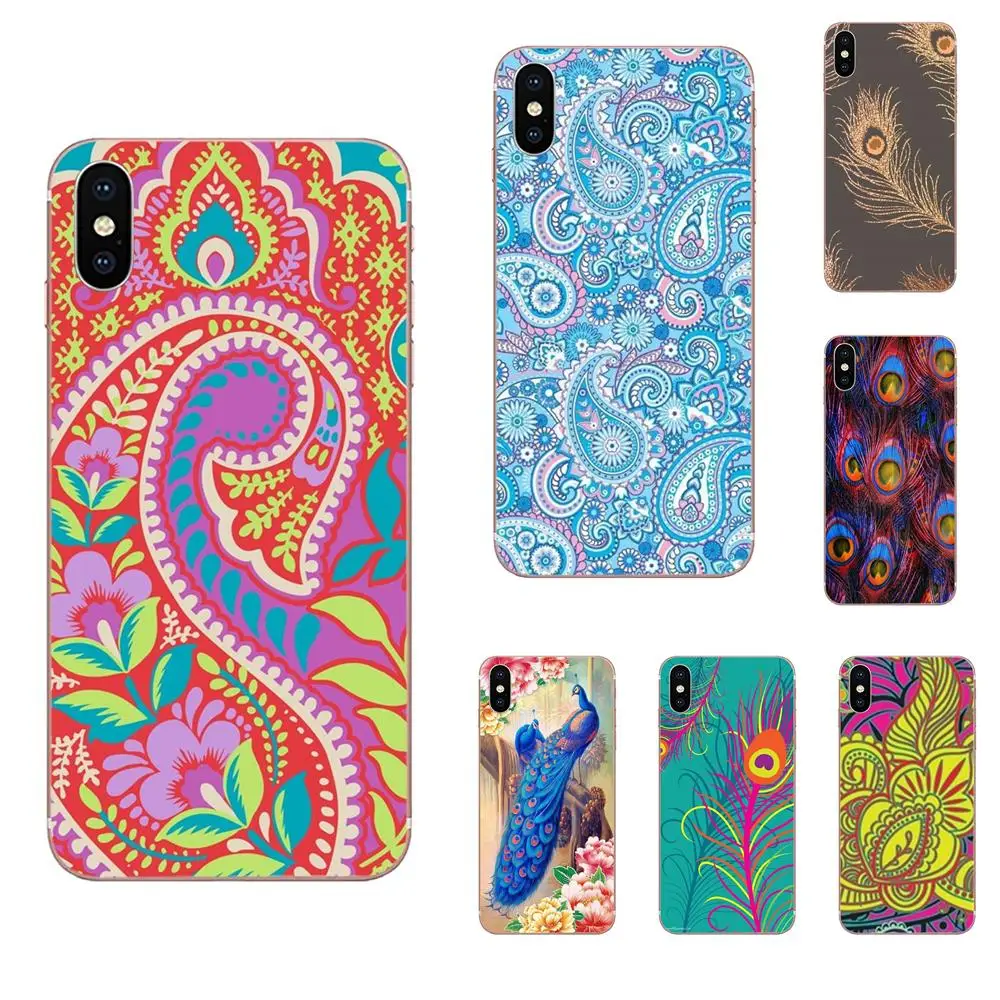 Силиконовый чехол с красивым пером Пейсли павлина для Apple IPhone X XS Max XR 4 4s 5 5C 5S SE 6 6S 7 8