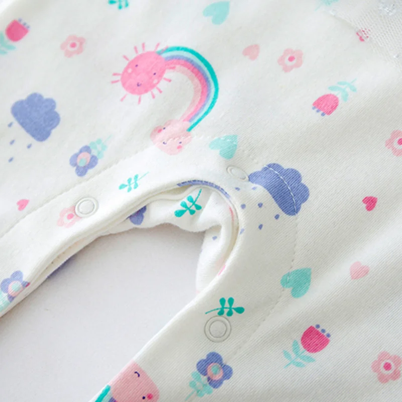 

New style long cotton romper jumpsuit, alphabet rainbow net gauze skirt, newborn baby children's romper