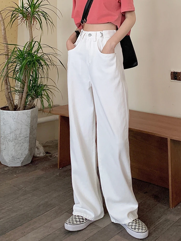 

Women's Jeans Self Made Brand Streetwear Pink High Waist Wide Leg Trousers Leisure Baggy Vintage Jeans Straight Mom Denim Pants