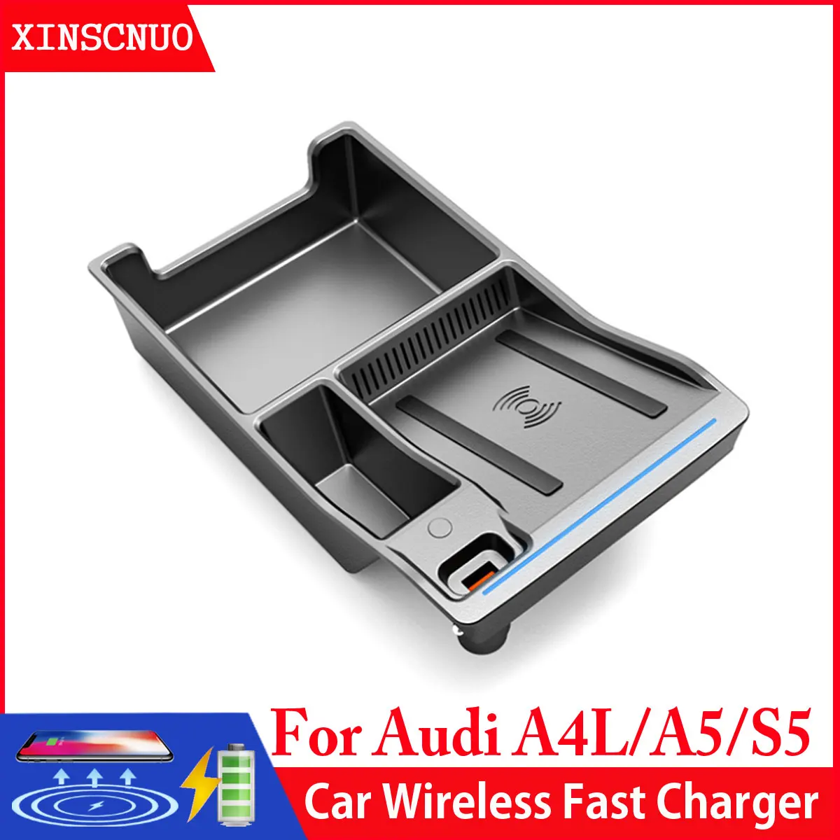 

Car Accessories wireless mobile charger For Audi A4L/A5/S5 2017-2020 QI wireless Fast charging phone Car Charging Pad