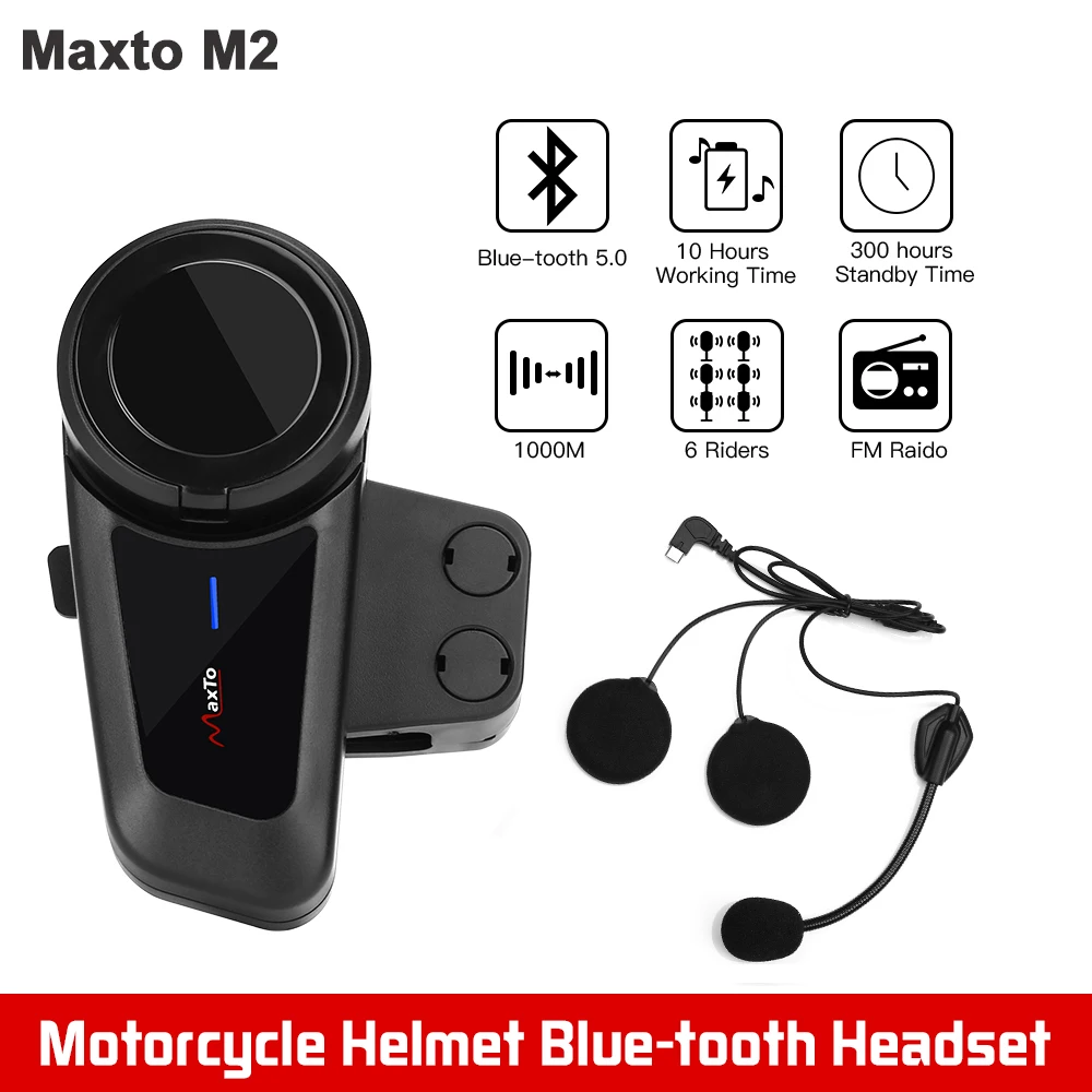 

Bluetooth-гарнитура Maxto M2 мотоциклетная водонепроницаемая, 1000 м