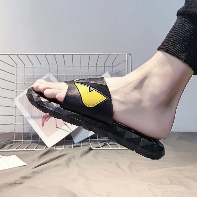 

Men'S Slippers, Couple Slippers, Soft Black And White Striped Animation Casual Summer Fashion Rubber Flat Sandals 39-46