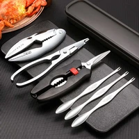 6 pcs stainless steel eat crab set peel shrimp lobster clamp pliers clip pick seafood tools crackers spoons kitchen accessories